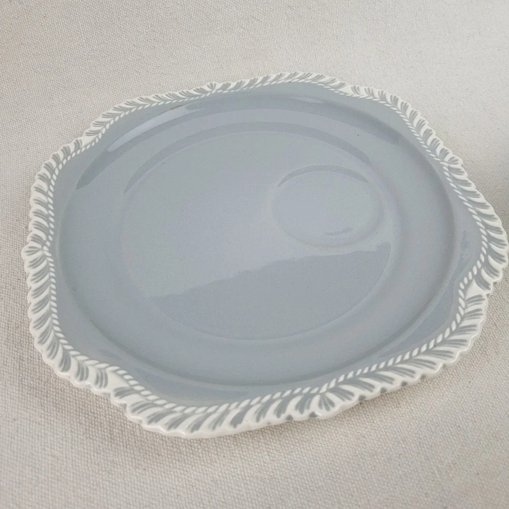 Vintage Harker Pottery Gray Snack Set Cup and Square‎ Plate